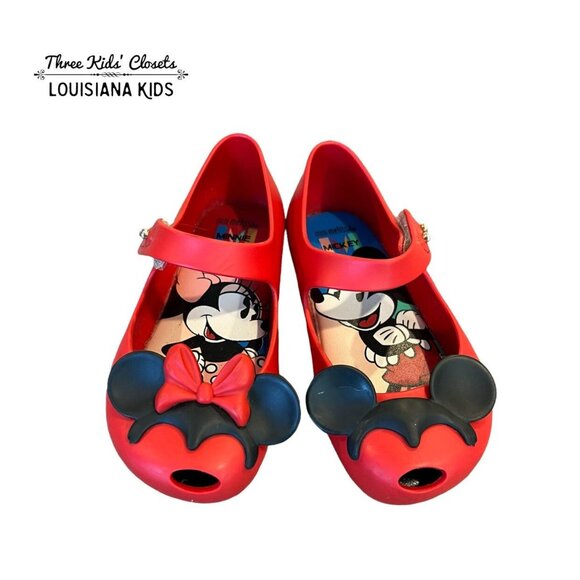 Mini Melissa + Disney Sz 8 Minnie & Mickey Mouse Shoes - Picture 1 of 7
